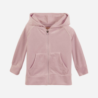 Jaqueta infantil de plush com capuz rosa