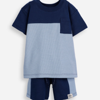 Conjunto curto infantil com recorte azul