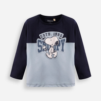 Blusa de algodão infantil manga longa snoopy azul