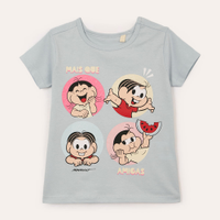 Camiseta de algodão infantil turma da mônica azul claro