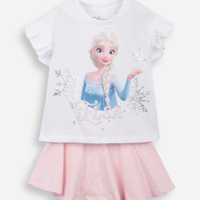 Conjunto infantil frozen algodão off white