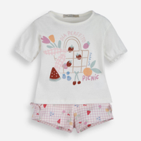 Conjunto infantil de algodão estampado off white