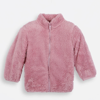 Jaqueta infantil de pelúcia rosa