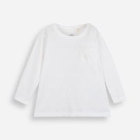 Camiseta infantil com bolso manga longa off white