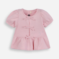 Blusa peplum infantil de algodão com laços rosa