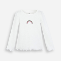 Blusa infantil de algodão manga longa arco íris off white