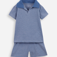 Conjunto curto infantil com algodão azul