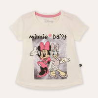 Camiseta de algodão infantil Minnie off white