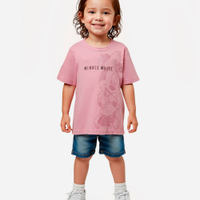 Blusa de algodão infantil minnie glitter rosa