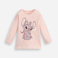 Blusa de algodão infantil manga longa com glitter angel rosa