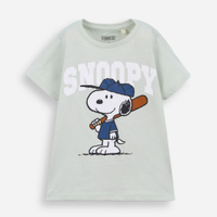 Camiseta de algodão infantil texturizada snoopy verde