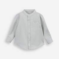 Camisa infantil de algodão gola padre texturizada verde
