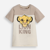 Camiseta infantil de algodão manga curta simba bege