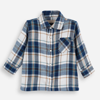 Camisa infantil xadrez flanela azul