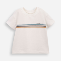 Camiseta infantil com algodão e listras off white