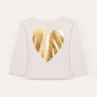 Blusa infantil manga longa coração metalizado off white