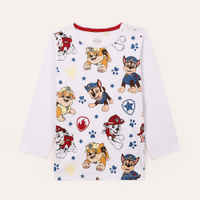Camiseta de algodão infantil patrulha canina branca