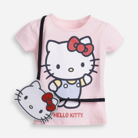 Blusa infantil de algodão hello kitty com bolsa rosa