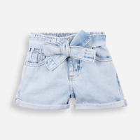 Short clochard infantil jeans com faixa azul