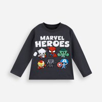 Blusa infantil de algodão manga longa heróis marvel cinza