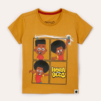 Camiseta de algodão infantil hora do blec amarela