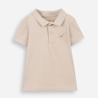 Polo infantil de algodão com bordado bege