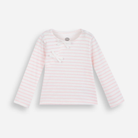 Blusa infantil de algodão com laços listrada canelada rosa