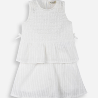 Conjunto infantil com laços e lastex off white