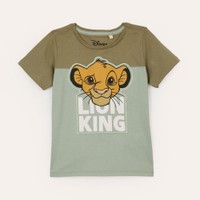 Camiseta infantil de algodão simba com recorte manga curta verde