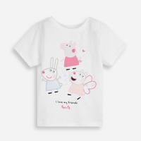 Blusa infantil de algodão peppa pig com glitter off white