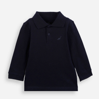 Polo infantil de algodão manga longa azul