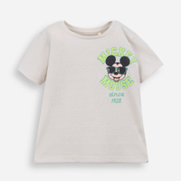 Camiseta infantil com algodão mickey bege