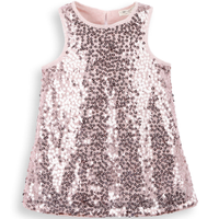 Vestido infantil paetê flores rosa