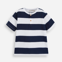 Camiseta de algodão infantil texturizada e listrada azul
