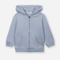 Blusão infantil de moletom com capuz e bolso azul marinho - azul médio