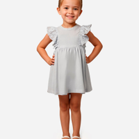 Vestido infantil de algodão com babado azul