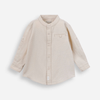 Camisa infantil gola padre waffle liso bege