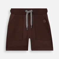 Short de moletom infantil com cordão marrom