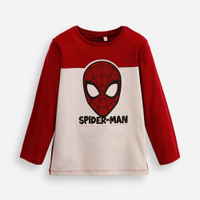Blusa de algodão infantil manga longa homem aranha bege