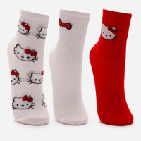 Kit de 3 meias cano longo infantis hello kitty colorido