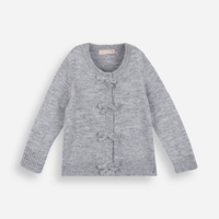 Cardigan infantil de tricot com laços cinza