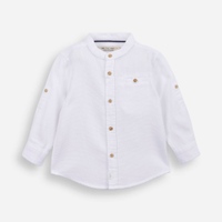 Camisa infantil de algodão gola padre texturizada off white