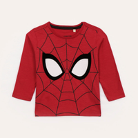 Camiseta de algodão infantil homem aranha manga longa vermelha