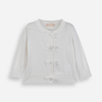 Cardigan infantil de tricot com lacinhos off white