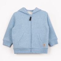 Blusão infantil de moletom com capuz e bolso azul marinho - azul mesclado