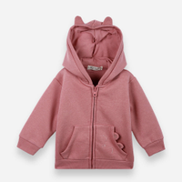 Casaco infantil de moletom com capuz de ursinho rosa