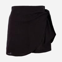 Short saia juvenil de algodão com amarração preto
