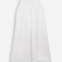 Calça wide leg juvenil com viscose cós elástico off white