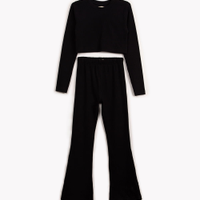 Conjunto de moletinho juvenil canelado manga longa preto