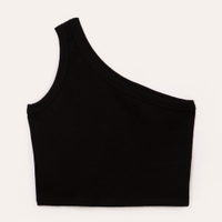 Cropped juvenil ombro único preto
